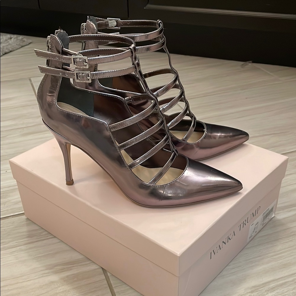 Ivanka Trump Pewter Strappy Heels